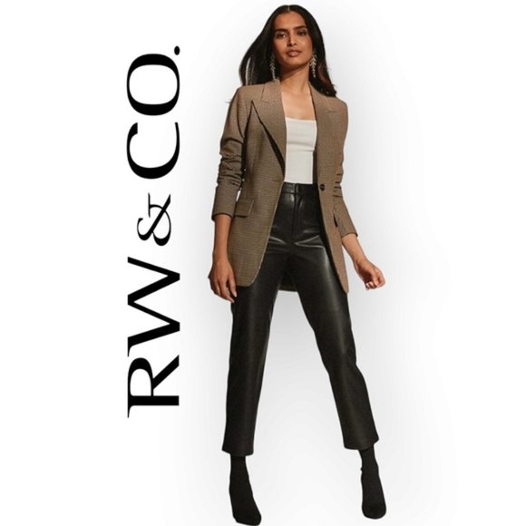 RW&CO high rise straight leg crop length brown faux leather pants size 30 - Picture 1 of 12